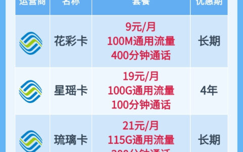 中国移动目前最划算的三个套餐2023