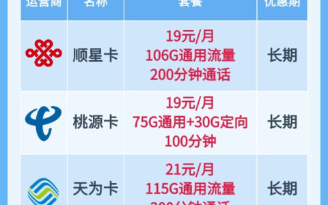 永久无限流量卡有哪些？19元就能搞到143G