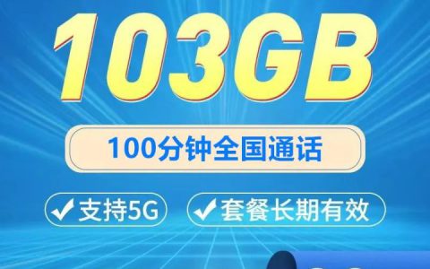 广东联通流量王纯享版 30元103G通用流量+100分钟通话（可办理副卡）