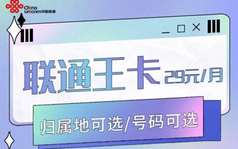 2023年联通套餐价格表，联通王卡月租29元