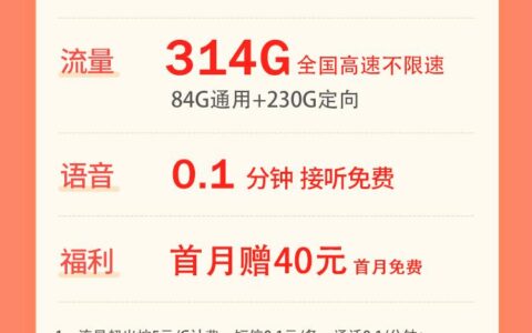 电信爆款天仁卡——19月租314GB全国流量，首月免费使用