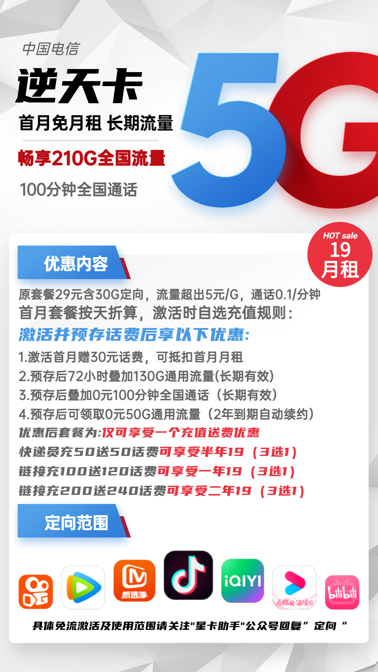 电信流量卡全国无限流量19元办理介绍