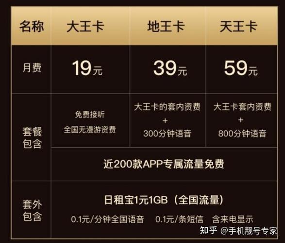 移动大王卡19元套餐包括什么免费的
