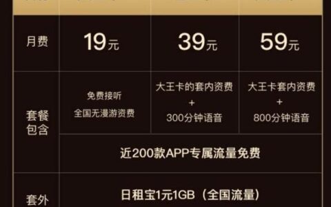 大王卡19元套餐介绍：月租便宜，流量多