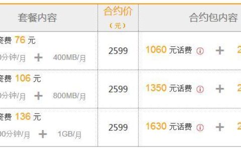 2023年电信合约机套餐价格表：流量通话短信优惠畅享