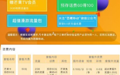 动感地带芒果卡59元套餐内容