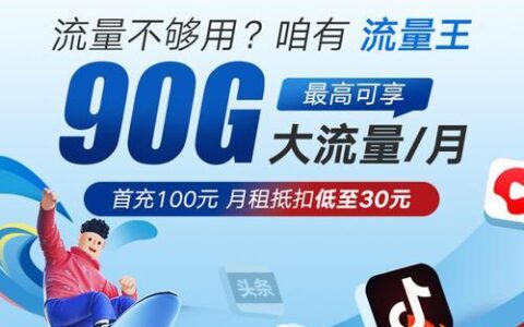 广东联通流量王乐享版：29元月租，103GB，适合流量党