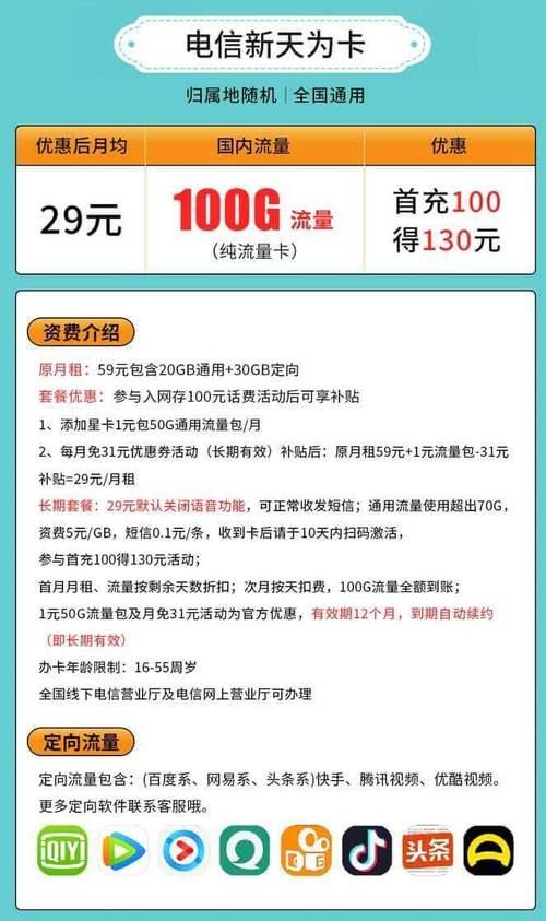 电信大王星卡套餐介绍，月租29元，享30G专属流量