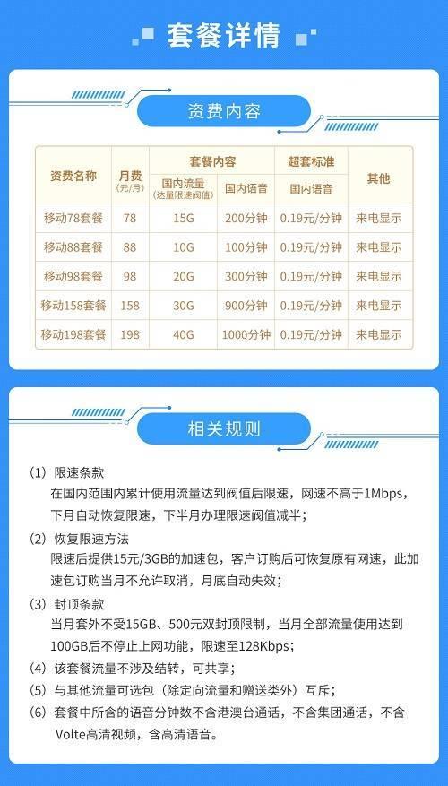 梅州移动卡流量套餐推荐满足不同需求
