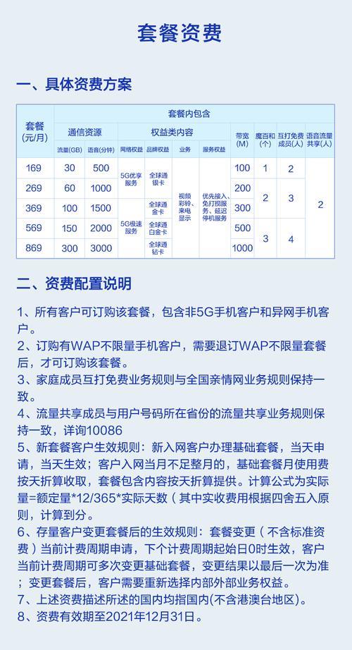 上海移动套餐资费一览表2023，满足不同需求
