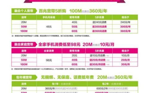 移动宽带100兆一年多少钱？
